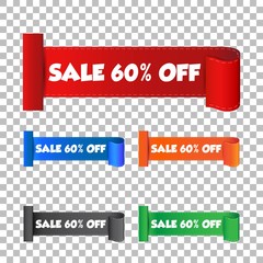 Sale 60% off sticker. Label vector illustration on isolated background
