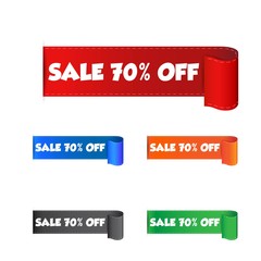 Sale 70% off sticker. Label vector illustration on white background