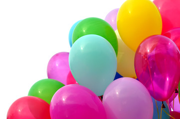 multicolored balloons, isolated on white