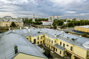 Fototapeta premium The view from the height of the Nikolsky Cathedral at sunset in