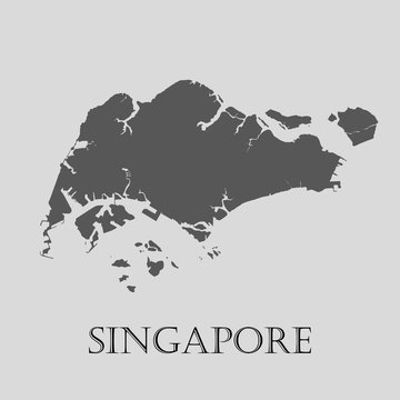 Gray Singapore map - vector illustration