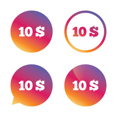 10 Dollars sign icon. USD currency symbol.