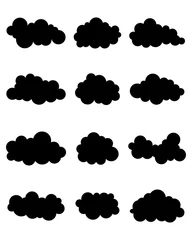 Tuinposter Set of various black clouds on white background © Design Studio RM