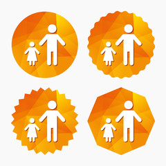 One-parent family with one child sign icon.