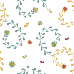  floral pattern in doodle style with flowers and leaves. flower background vector.