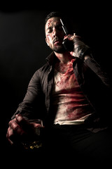 bloody gangster in action