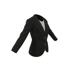 Black classic fashion elegant female jacket isolated. 3D illustration