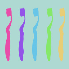 Toothbrush. Vector of icon black toothbrushes.