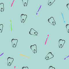 Vector of seamless pattern teeth. Vector of teeth and colorful t