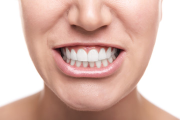 Mouth of a young woman with great healthy teeth.