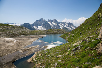 Fototapeta na wymiar Highland lake in Svanetia