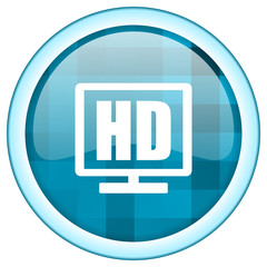 Blue circle vector  hd icon. Round internet glossy high definition button. Web design graphic element. 