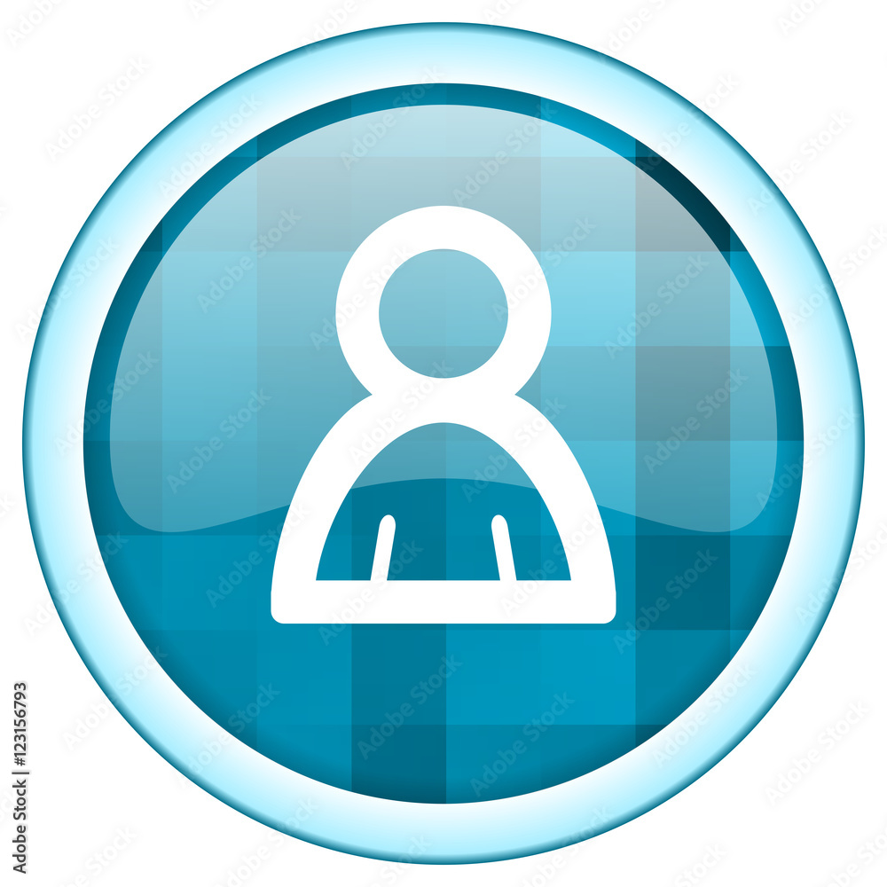 Aufkleber Blue circle vector man icon. Round internet glossy human button. Web design graphic element. 