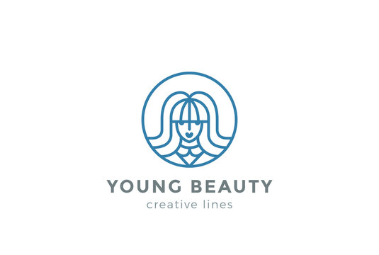 Beauty Hairdresser salon Woman Logo design vector circle icon