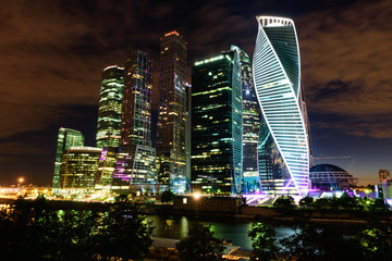 Obraz premium Moscow skyline at night