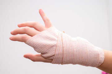 foot with bandage foot injury