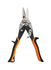 Opened pliers and nippers on the white background