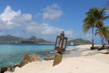 Caribbean Beach with palm trees, St Vincent and the Grenadines