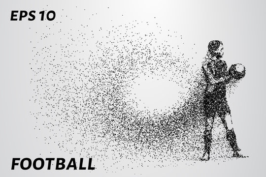 Football of the particles. The goalkeeper keeps mints in his hands. The composition consists of small circles. EPS 10