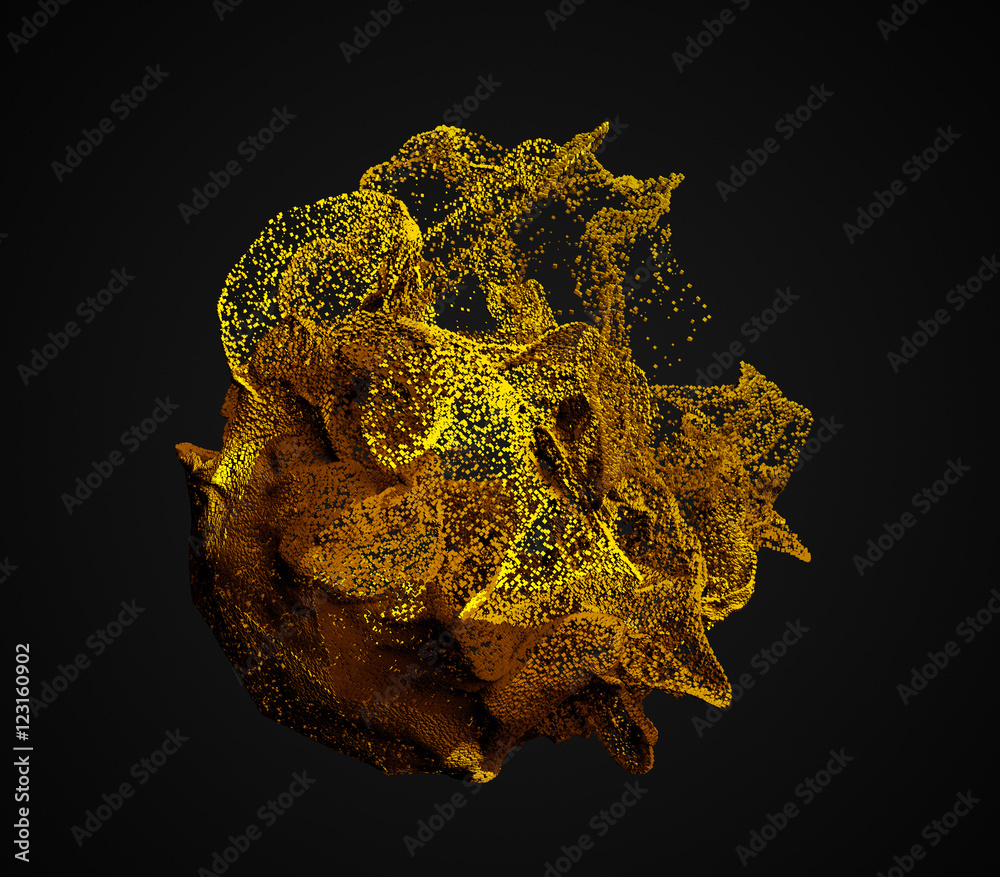 Aufkleber abstract 3d rendering of chaotic particles. flying cubes in empty space. dynamic shape. futuristic b