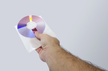 hand with cd isolated