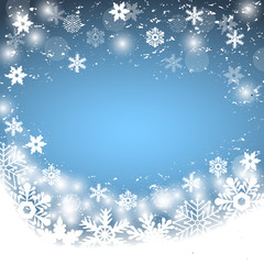Christmas blue background, with snowflakes