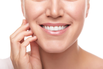 Fototapeta premium Beautiful wide smile of young woman.