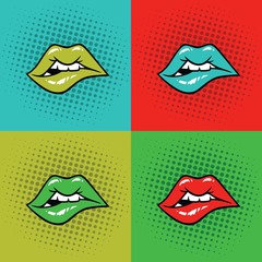 Hot Lips Vector Illustration Pop Art