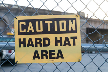 Caution Hard Hat Area sign in New York City