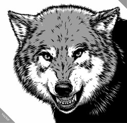 engrave isolated wolf vector illustration sketch