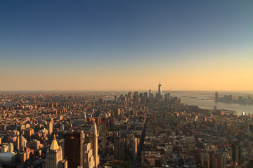 New York City skyline from the Empire State Building at sunset