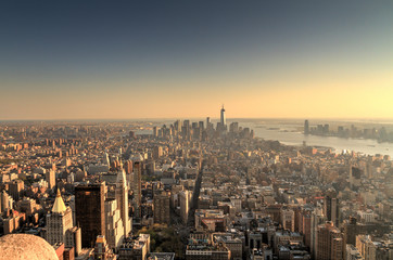 New York City skyline from the Empire State Building at sunset