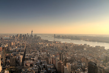 New York City skyline from the Empire State Building at sunset