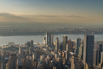 New York City skyline from the Empire State Building at sunset