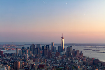 New York City skyline from the Empire State Building at sunset