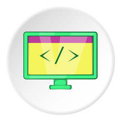 Monitor with sign left right icon. Cartoon illustration of monitor with sign left right vector icon for web
