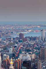 New York City skyline from the Empire State Building at sunset