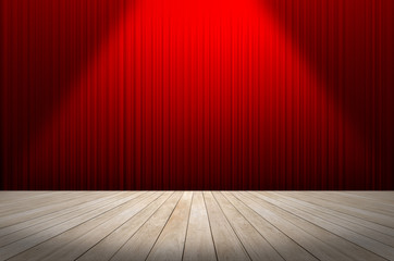 red curtain stage background with light beam
