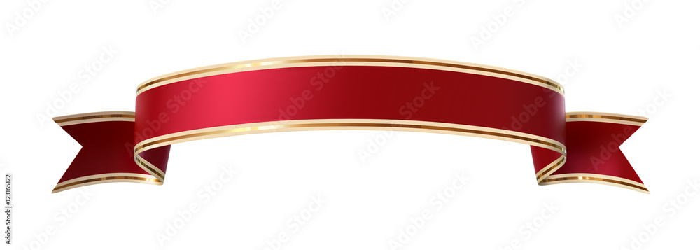 Canvas Prints curled red ribbon banner with gold border - arc up and wavy ends