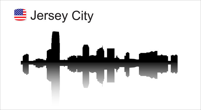 Jersey City New Jersey Skyline Silhouette. Vector Illustration
