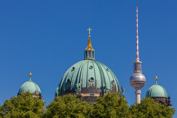 Cupolas of Berlin Cathedral and TV Tower 