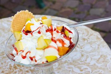 Ice cream with fruits