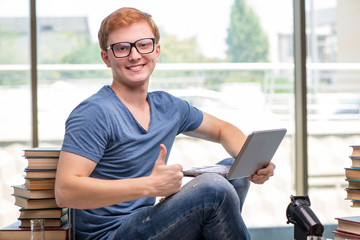 Young student preparing for school exams