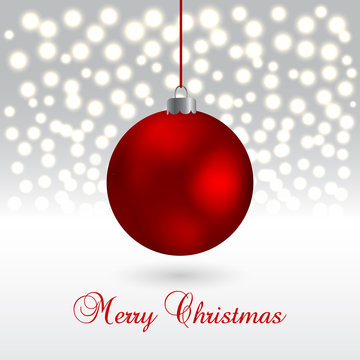 Christmas card with ball on sparkling background. Vector Illustration. Xmas and New Year