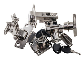 Chromed metal set of hardware for doors