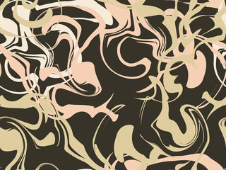 Fototapeta premium Hand drawn marbling seamless pattern. Watercolor marbling illustration. Drawing on the water. Vector illustration.