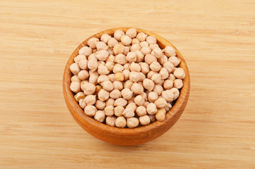 Chickpea in wooden bowl