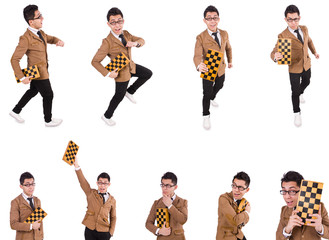 Fototapeta premium Funny chess player isolated on white