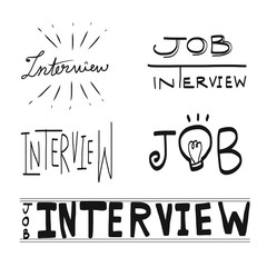 Job interview word lettering illustration set