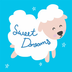Sweet dreams sheep cute cartoon illustration